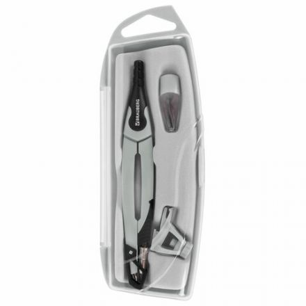 Готовальня BRAUBERG ULTRA, 4 предмета: циркуль 135 мм, запасные грифели, насадка, графитовый цвет, 210821