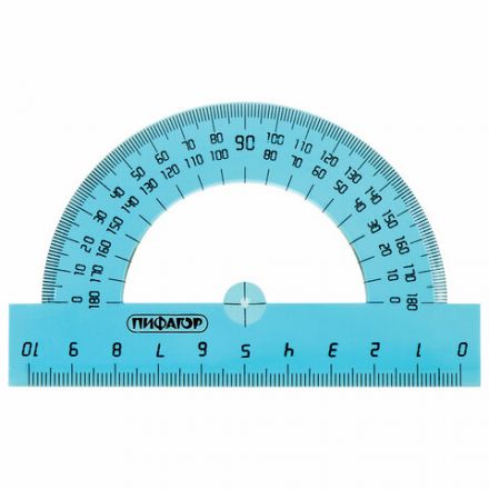 Набор чертежный средний ПИФАГОР (линейка 20 см, 2 треугольника, транспортир), тонированный, европодвес, 210628