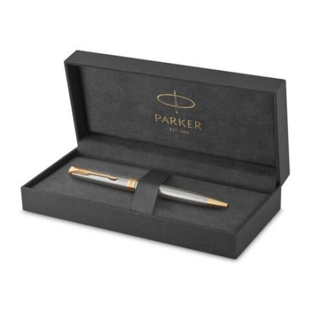 Ручка шариковая PARKER "Sonnet Core Stainless Steel GT", корпус серебро, позолота, черная, 1931507 Ручка шариковая PARKER "Sonnet Core Stainless Steel GT", корпус серебро, позолота, черная, 1931507