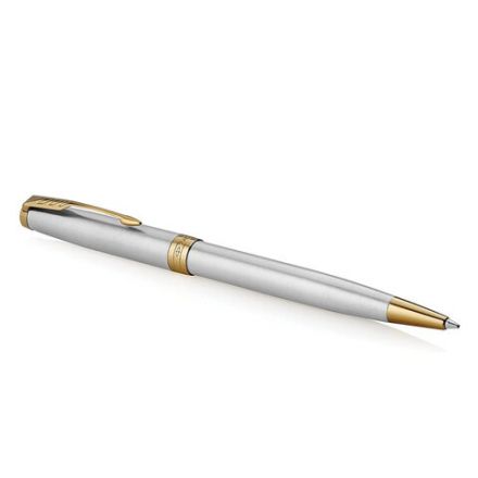 Ручка шариковая PARKER "Sonnet Core Stainless Steel GT", корпус серебро, позолота, черная, 1931507 Ручка шариковая PARKER "Sonnet Core Stainless Steel GT", корпус серебро, позолота, черная, 1931507
