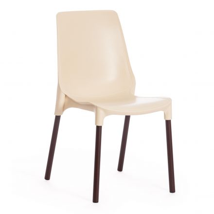Стул Tetchair GENIUS (mod 75), металл/пластик, 46x56x84cм, бежевый/коричневые ножки