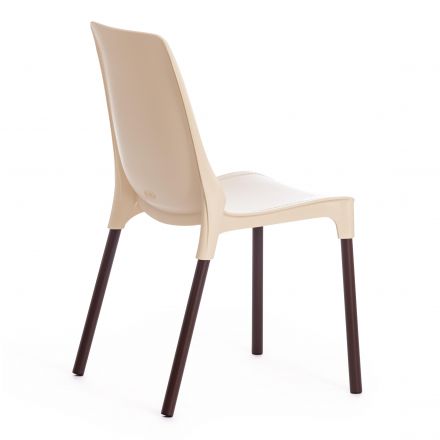 Стул Tetchair GENIUS (mod 75), металл/пластик, 46x56x84cм, бежевый/коричневые ножки