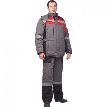 Костюм рабочий зимний з33-КПК сер/красн с СОП (р.60-62) 170-176 Костюм рабочий зимний з33-КПК сер/красн с СОП (р.60-62) 170-176