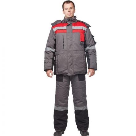 Костюм рабочий зимний з33-КПК сер/красн с СОП (р.60-62) 170-176 Костюм рабочий зимний з33-КПК сер/красн с СОП (р.60-62) 170-176