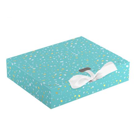 Коробка складная подарочная MESHU "Terrazzo", (22*18*5см), с лентой, отд фольгой Коробка складная подарочная MESHU "Terrazzo", (22*18*5см), с лентой, отд фольгой