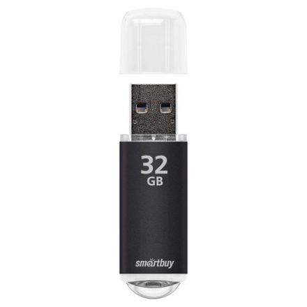 Флеш-диск 32 GB, SMARTBUY V-Cut, USB 2.0, металлический корпус, черный, SB32GBVC-K