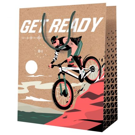 Пакет подарочный 18*23*10см MESHU "Get ready",  крафт