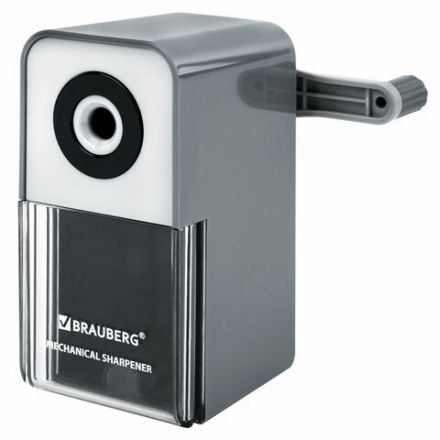 Точилка механическая BRAUBERG CLASSIC, для чернографитных и цветных карандашей, корпус светло-серый, 272002 Точилка механическая BRAUBERG CLASSIC, для чернографитных и цветных карандашей, корпус светло-серый, 272002