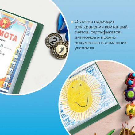 Папка 40 вкладышей BRAUBERG стандарт, зеленая, 0,7 мм, 221601 Папка 40 вкладышей BRAUBERG стандарт, зеленая, 0,7 мм, 221601