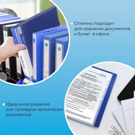 Папка 40 вкладышей BRAUBERG стандарт, синяя, 0,7 мм, 221603 Папка 40 вкладышей BRAUBERG стандарт, синяя, 0,7 мм, 221603