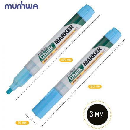 Маркер меловой MunHwa CM-02 голубой (толщина линии 3 мм)