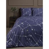 Постельное белье евро микрофибра Asterisk (нав. 70х70 2 шт), синий