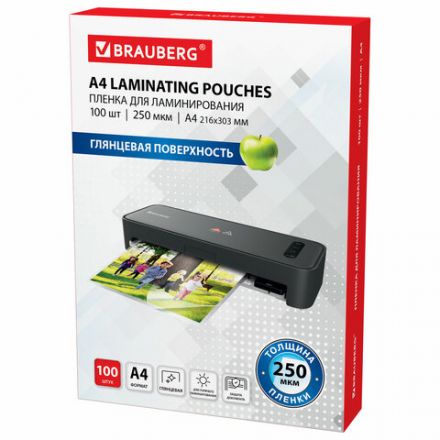 Пленки-заготовки для ламинирования А4, КОМПЛЕКТ 100 шт., 250 мкм, BRAUBERG, 530897 Пленки-заготовки для ламинирования А4, КОМПЛЕКТ 100 шт., 250 мкм, BRAUBERG, 530897