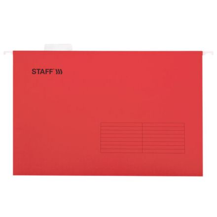 Подвесные папки A4/Foolscap (404х240 мм) до 80 л., КОМПЛЕКТ 10 шт., красные, картон, STAFF, 270936