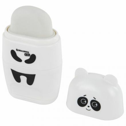 Точилка с ластиком 2 в 1 BRAUBERG KIDS "Панда", 2 отверстия, блистер, 271988