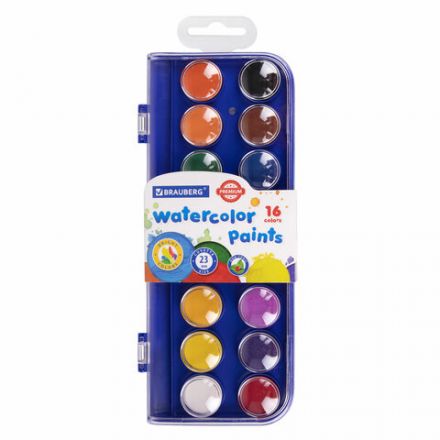 Краски акварельные BRAUBERG "PREMIUM" 16 цветов, круглые кюветы 23 мм, пенал, 191744 Краски акварельные BRAUBERG "PREMIUM" 16 цветов, круглые кюветы 23 мм, пенал, 191744