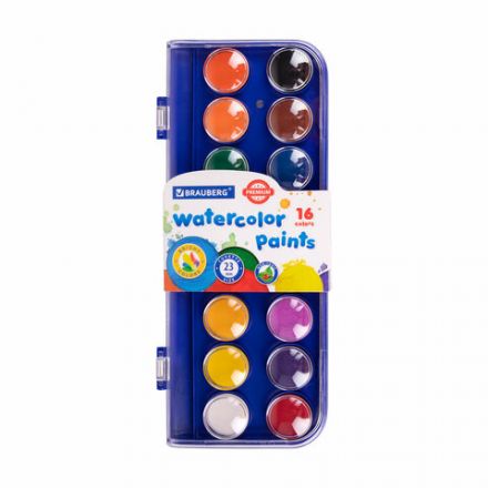 Краски акварельные BRAUBERG "PREMIUM" 16 цветов, круглые кюветы 23 мм, пенал, 191744 Краски акварельные BRAUBERG "PREMIUM" 16 цветов, круглые кюветы 23 мм, пенал, 191744