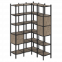 Loft Угловой внутренний стеллаж наборный VR.L-34 Тиквуд тёмный/Чёрный металл 1278*1278*2280