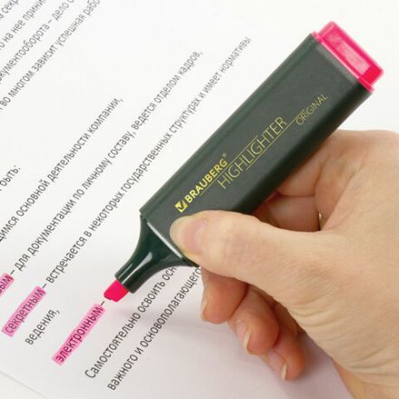 Текстовыделитель BRAUBERG "ORIGINAL", РОЗОВЫЙ, линия 1-5 мм, 151683 Текстовыделитель BRAUBERG "ORIGINAL", РОЗОВЫЙ, линия 1-5 мм, 151683