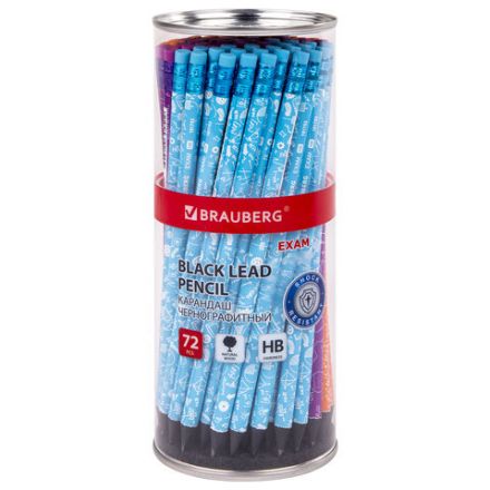Карандаш чернографитный BRAUBERG "EXAM", 1 шт., HB, с ластиком, корпус ассорти, 181753 Карандаш чернографитный BRAUBERG "EXAM", 1 шт., HB, с ластиком, корпус ассорти, 181753