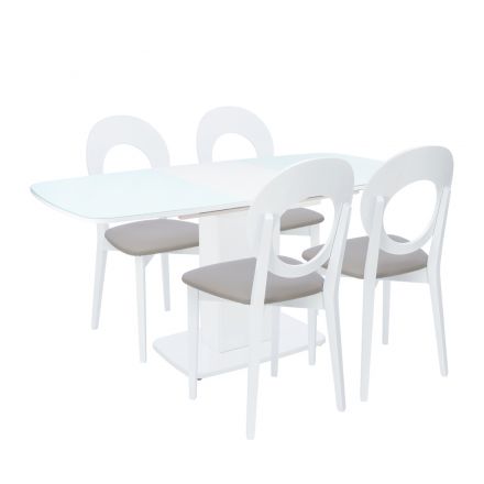 Набор мебели для кухни Leset Денвер 1Р + Хьюстон, Белый, Коричневый, Экокожа