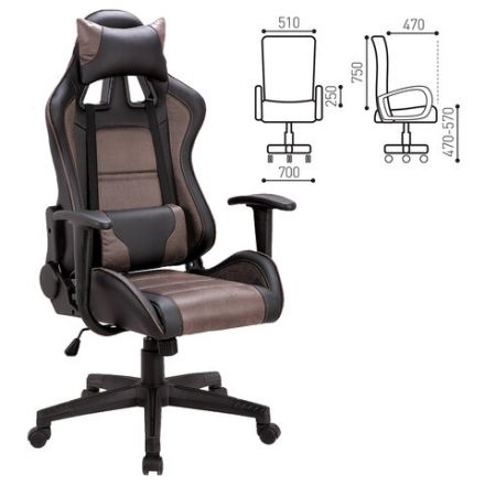 Кресло компьютерное BRABIX "GT Racer GM-100", две подушки, ткань, экокожа, черное/коричневое, 531819 Кресло компьютерное BRABIX "GT Racer GM-100", две подушки, ткань, экокожа, черное/коричневое, 531819