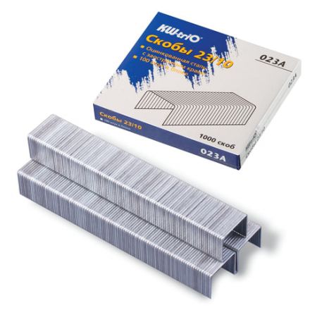 Скобы для степлера №23/10, 1000 штук, KW-trio, от 20 до 70 листов, 023A, -023A Скобы для степлера №23/10, 1000 штук, KW-trio, от 20 до 70 листов, 023A, -023A