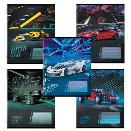 Тетрадь 12 л. BRAUBERG, клетка, обложка картон, "SUPER CAR", 106465 Тетрадь 12 л. BRAUBERG, клетка, обложка картон, "SUPER CAR", 106465