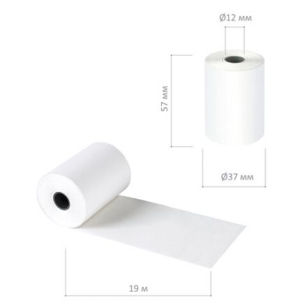 Чековая лента ТЕРМОБУМАГА 57 мм (диаметр 37-42 мм, длина 19 м, втулка 12 мм), КОМПЛЕКТ 8 шт., 44 г/м2, STAFF, 111953 Чековая лента ТЕРМОБУМАГА 57 мм (диаметр 37-42 мм, длина 19 м, втулка 12 мм), КОМПЛЕКТ 8 шт., 44 г/м2, STAFF, 111953