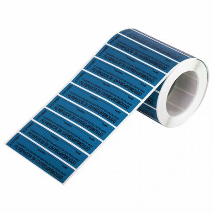 Пломбы самоклеящиеся номерные, КОМПЛЕКТ 1000 шт. (рулон), длина 100 мм, ширина 20 мм, СИНИЕ, 609665