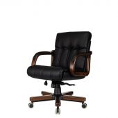 Кресло VB_ Бюрократ T-9932W-LOW-Eco черн. экокожа низ.спин крест.мет/дерево