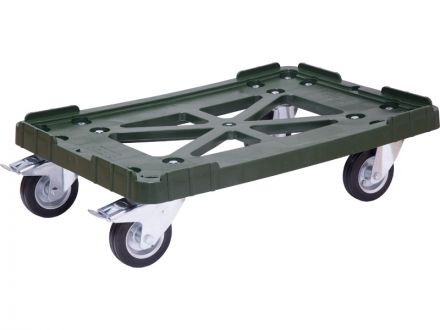 Тележка 600х400 чёрные резиновые колеса, два с тормозом, Россия  зелёный