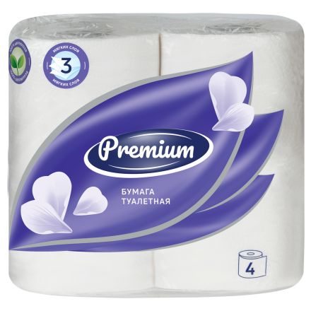 Бумага туалетная OfficeClean "Premium" 3-слойная, 4шт., тиснение, белая Бумага туалетная OfficeClean "Premium" 3-слойная, 4шт., тиснение, белая
