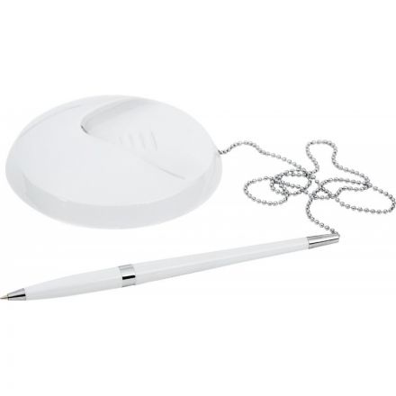 Ручка шариковая на белой подставке Beifa синяя на липучке с цепочкой (толщина линии 0.5 мм) Ручка шариковая на белой подставке Beifa синяя на липучке с цепочкой (толщина линии 0.5 мм)