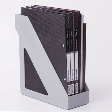 Лоток вертикальный для бумаг BRAUBERG "Basic", 265х100х285 мм, серый, 237010