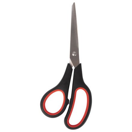 Ножницы STAFF EVERYDAY, 195 мм, бюджет, резиновые вставки, черно-красные, ПВХ чехол, 237499 Ножницы STAFF EVERYDAY, 195 мм, бюджет, резиновые вставки, черно-красные, ПВХ чехол, 237499