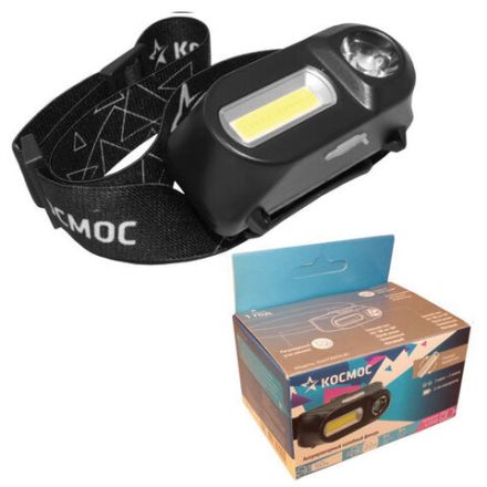 Фонарь налобный аккумуляторный КОСМОС, 3 Вт, LED + 3 Вт, СОВ, Li-ion, заряд от USB, KocH3WDLith Фонарь налобный аккумуляторный КОСМОС, 3 Вт, LED + 3 Вт, СОВ, Li-ion, заряд от USB, KocH3WDLith