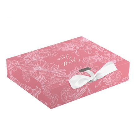 Коробка складная подарочная MESHU "Flowers", (22*18*5см), с лентой Коробка складная подарочная MESHU "Flowers", (22*18*5см), с лентой