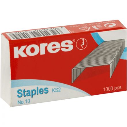 Скобы для степлера №10 Kores никелированные (1000 штук в упаковке) Скобы для степлера №10 Kores никелированные (1000 штук в упаковке)