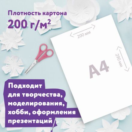 Картон белый А4 немелованный, 10 листов, в папке, ЮНЛАНДИЯ, 200х290 мм, "Лебедь", 115639 Картон белый А4 немелованный, 10 листов, в папке, ЮНЛАНДИЯ, 200х290 мм, "Лебедь", 115639