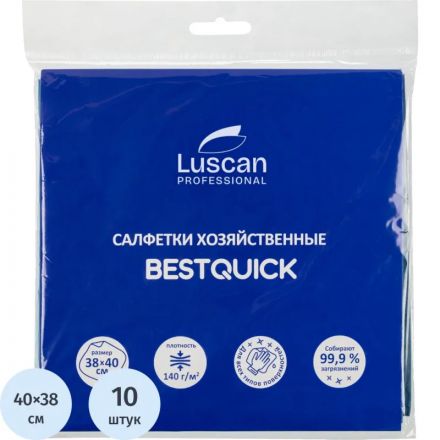 Салфетки хозяйственные Luscan Professional BESTQUICK 38х40 см голуб 10шт/уп Салфетки хозяйственные Luscan Professional BESTQUICK 38х40 см голуб 10шт/уп