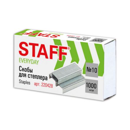 Скобы для степлера №10, 1000 штук, STAFF "EVERYDAY", до 20 листов, 220428 Скобы для степлера №10, 1000 штук, STAFF "EVERYDAY", до 20 листов, 220428