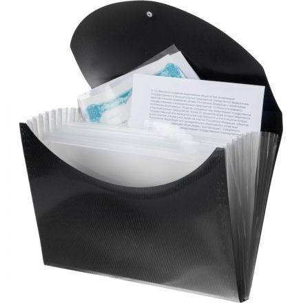 Портфель-картотека Комус на резинке 12 отд. А4, черный Портфель-картотека Комус на резинке 12 отд. А4, черный