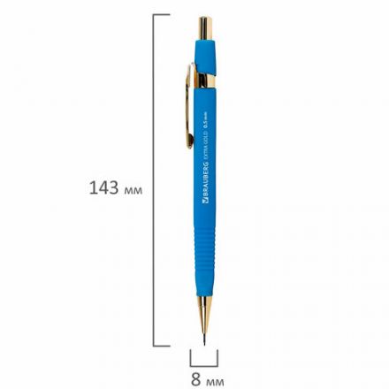 Карандаш механический 0,5 мм + грифели HB 12 штук на блистере, BRAUBERG EXTRA GOLD, корпус SOFT TOUCH, ластик, 181964 Карандаш механический 0,5 мм + грифели HB 12 штук на блистере, BRAUBERG EXTRA GOLD, корпус SOFT TOUCH, ластик, 181964