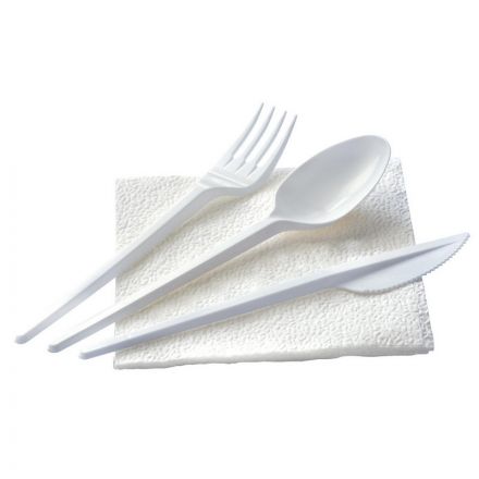 Комплект одноразовой посуды, №4 (вилка, ложка ст., нож, салфетка) 200шт/уп Комплект одноразовой посуды, №4 (вилка, ложка ст., нож, салфетка) 200шт/уп