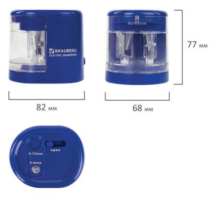 Точилка электрическая BRAUBERG "STANDARD", 2 отверстия для карандашей (включая утолщенные), питание от 4 батареек АА, 228423 Точилка электрическая BRAUBERG "STANDARD", 2 отверстия для карандашей (включая утолщенные), питание от 4 батареек АА, 228423