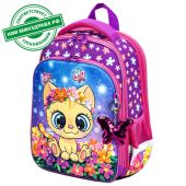 Ранец BRAUBERG QUADRO, 3 отделения, с брелком, "Charming kitten", 37х28х18 см, 270602 Ранец BRAUBERG QUADRO, 3 отделения, с брелком, "Charming kitten", 37х28х18 см, 270602