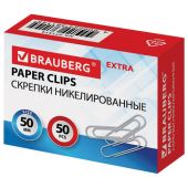 Скрепки большие EXTRA BRAUBERG 50 мм никелированные 50 штук, 271314 Скрепки большие EXTRA BRAUBERG 50 мм никелированные 50 штук, 271314