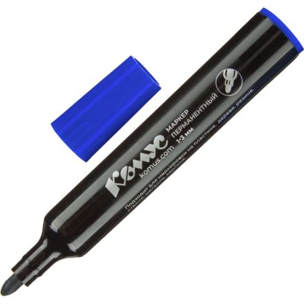 Маркер перманентный КОМУС синий 1-3мм кругл. наконечник Маркер перманентный КОМУС синий 1-3мм кругл. наконечник