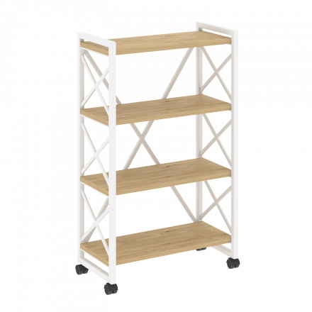 Loft Стеллаж на колесных опорах-4 полки VR.L-MST.K-4.8 Тиквуд светлый/Белый металл 800*400*1334